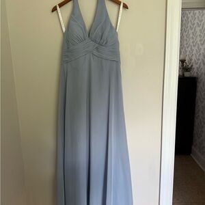 Elegant Light Blue Halter Dress